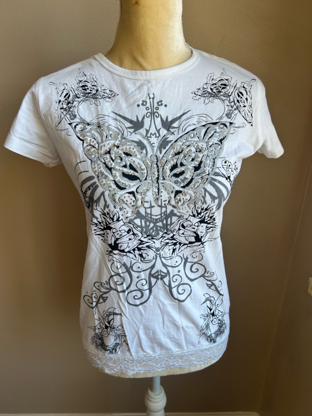 Rasaki Womens Floral Print T Shirt Blouse Sz M Cap Sleeve 4122 New